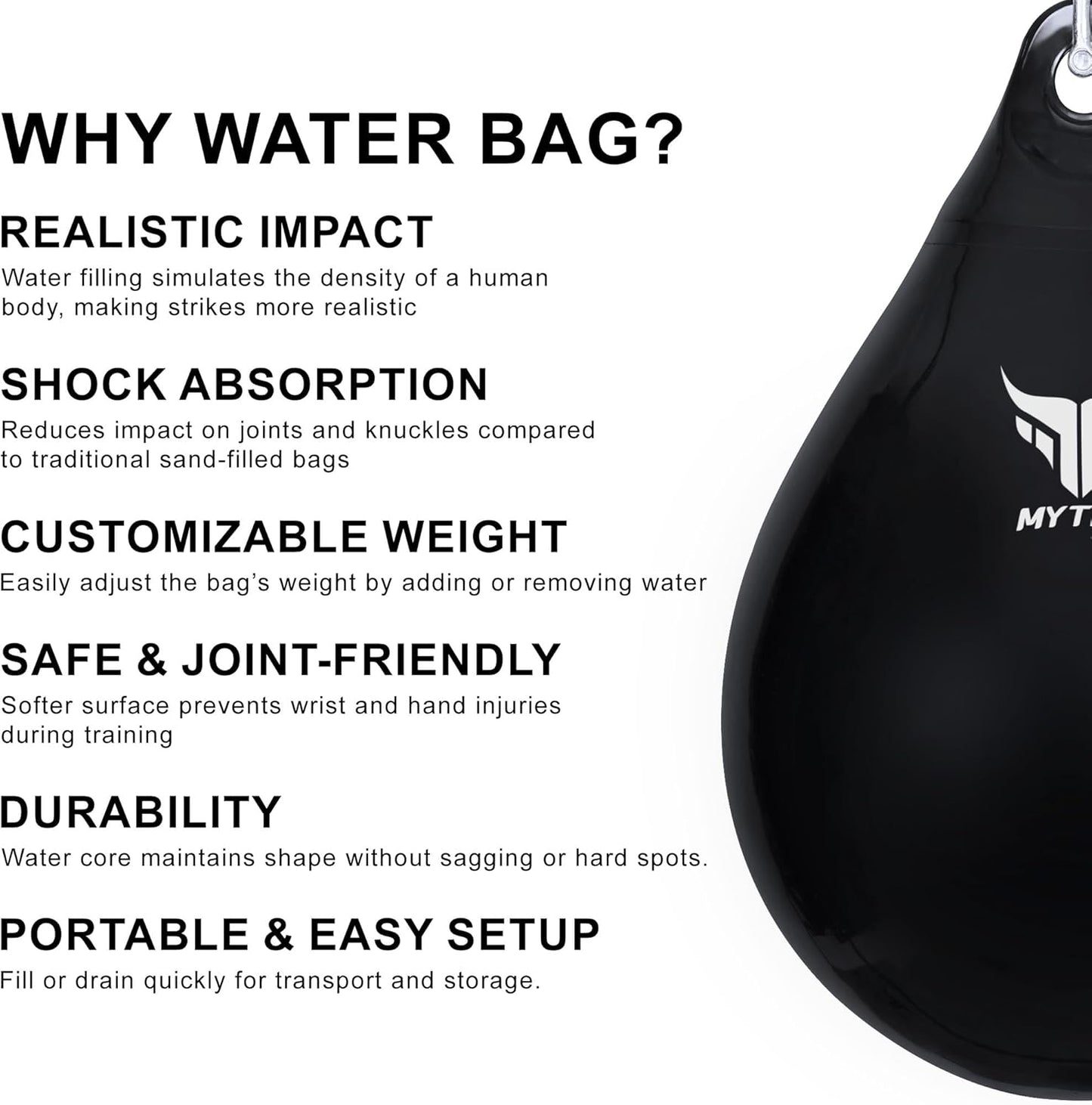 Mytra Fusion Training Bag 18" Tear Drop Punching Bag Water Filled Heavy Bag for Boxing, MMA & Fitness
