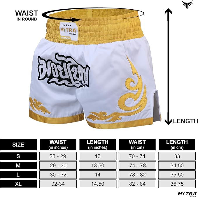 Muay Thai Shorts for Men and Women - Slim Fit, Short Length - Kickboxing Shorts, Cage Fighting, for MMA Training, Grappling and Martial Arts