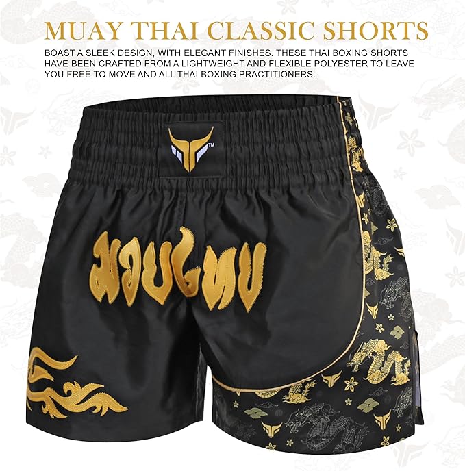 Kids Kickboxing Shorts Junior Muay Thai Shorts Cage Fighting Shorts for MMA Training Grappling and Martial Arts