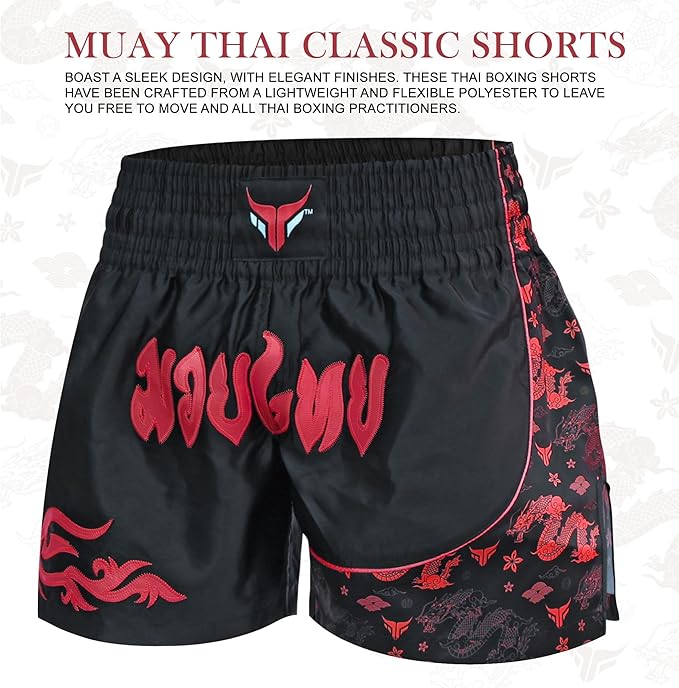 Kids Kickboxing Shorts Junior Muay Thai Shorts Cage Fighting Shorts for MMA Training Grappling and Martial Arts