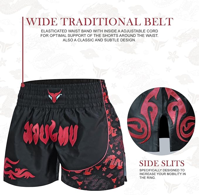Kids Kickboxing Shorts Junior Muay Thai Shorts Cage Fighting Shorts for MMA Training Grappling and Martial Arts