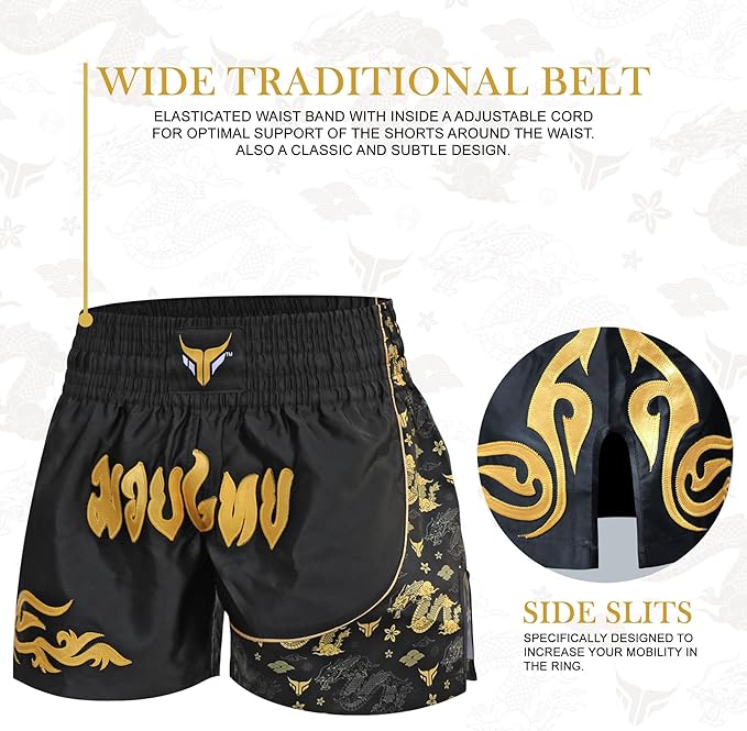 Kids Kickboxing Shorts Junior Muay Thai Shorts Cage Fighting Shorts for MMA Training Grappling and Martial Arts