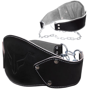 Mytra Fusion Dip Belt Leather Fitness Dipping Belt Heavy Duty One Size Weight Dip belt with chains