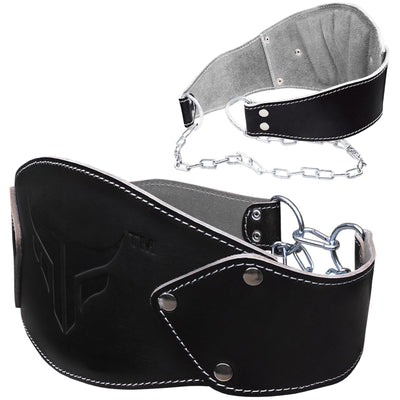 Mytra Fusion Dip Belt Leather Fitness Dipping Belt Heavy Duty One Size Weight Dip belt with chains
