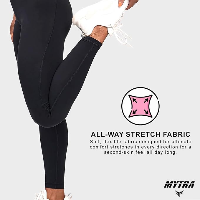 Mytra Fusion Women’s High Waisted Gym Leggings – Black Workout Tights with All-Way Stretch Fabric – Buttery Soft Yoga Pants for Running, Fitness & Training – Sizes S to XXL