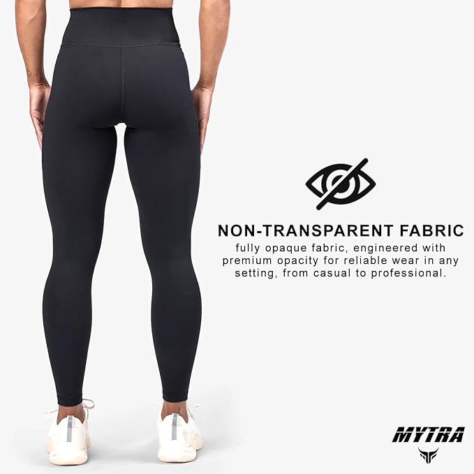 Mytra Fusion Women’s High Waisted Gym Leggings – Black Workout Tights with All-Way Stretch Fabric – Buttery Soft Yoga Pants for Running, Fitness & Training – Sizes S to XXL