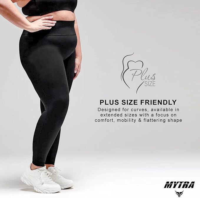 Mytra Fusion Women’s High Waisted Gym Leggings – Black Workout Tights with All-Way Stretch Fabric – Buttery Soft Yoga Pants for Running, Fitness & Training – Sizes S to XXL