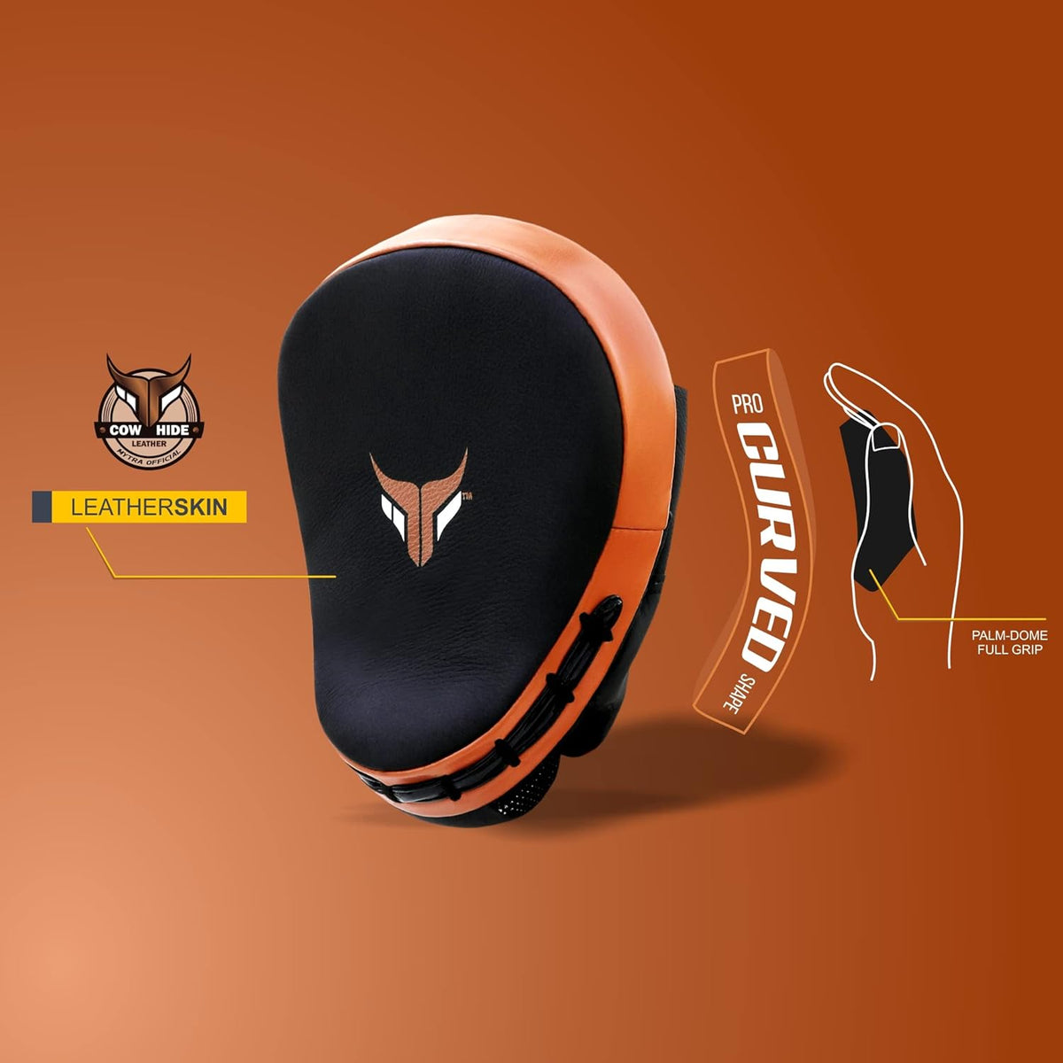 Mini-mitaines de boxe courbées en cuir véritable avec boule de préhension pour le MMA, le Muay Thai et les arts martiaux