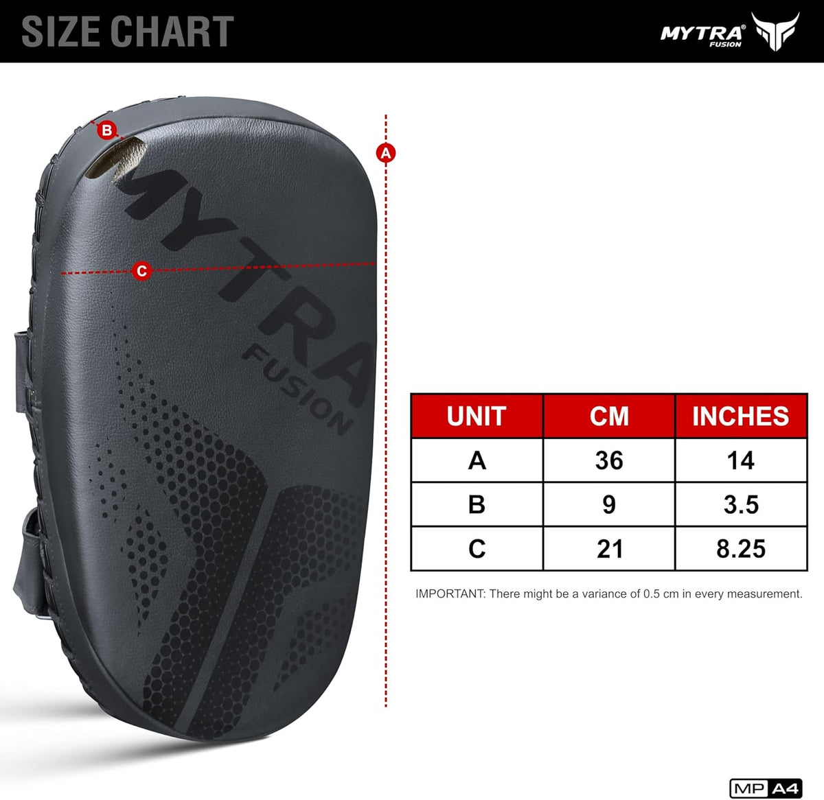 Mytra Fusion MP-A4 Thai Pad - Leather Curved Training Pad x 1