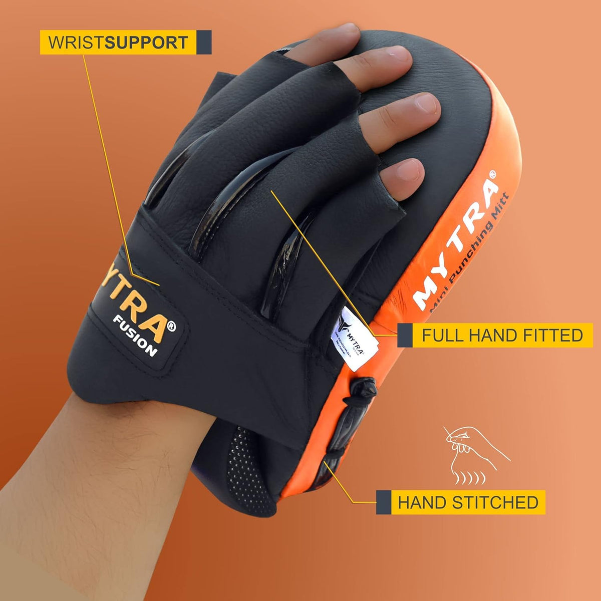 Mini-mitaines de boxe courbées en cuir véritable avec boule de préhension pour le MMA, le Muay Thai et les arts martiaux