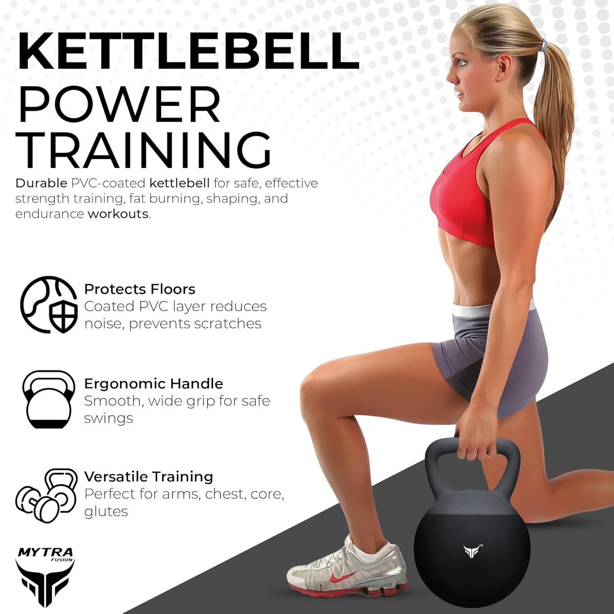 Mytra Fusion Adjustable Kettlebell with Water, Sand & Iron Sand Filling – PVC Coated Weighted Kettle Bell for Strength Training, Fat Burning, Home Gym & Full Body Workout – Custom Weight 1–30 KG