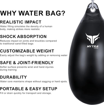 Mytra Fusion Water Punching Bag Regular Size Heavy Duty Hanging Boxing Bag for Training, Kickboxing, MMA, Muay Thai Durable Water Filled Punch Bag with Easy Setup