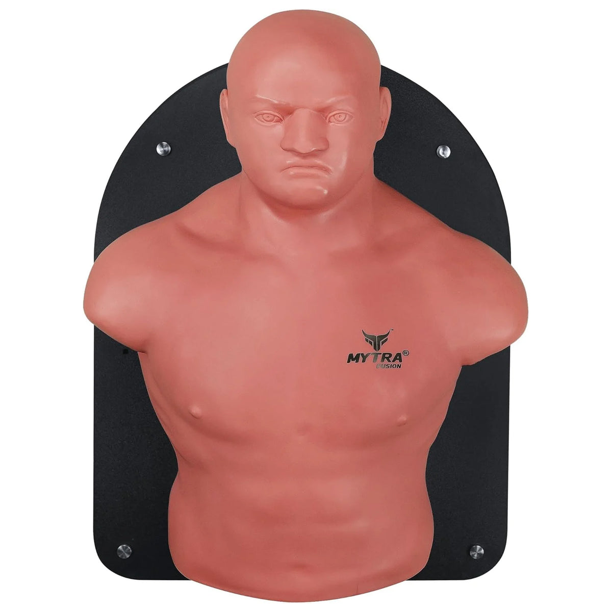 Mannequin torso with MYTRA logo on a black background