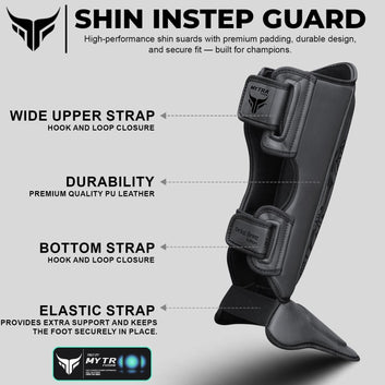 Boxing Shin Guards for Men & Women – EVA Padded Shin & Instep Protectors MMA Muay Thai & Training