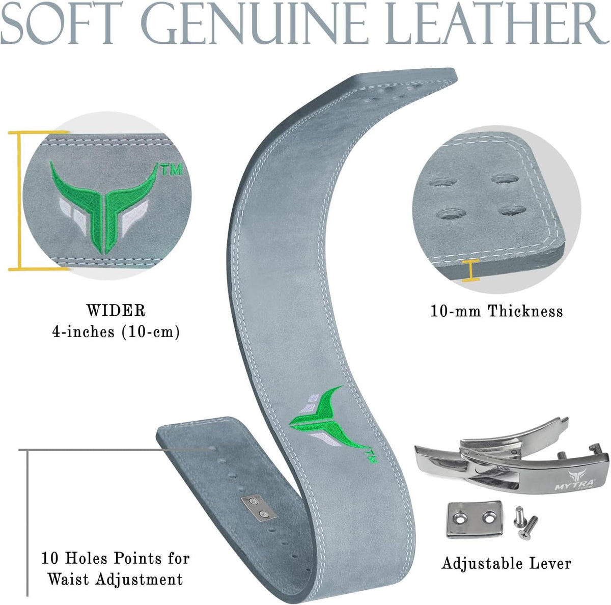 Ceinture d'haltérophilie en cuir véritable, 10 cm de large et 10 mm d'épaisseur, pour l'haltérophilie