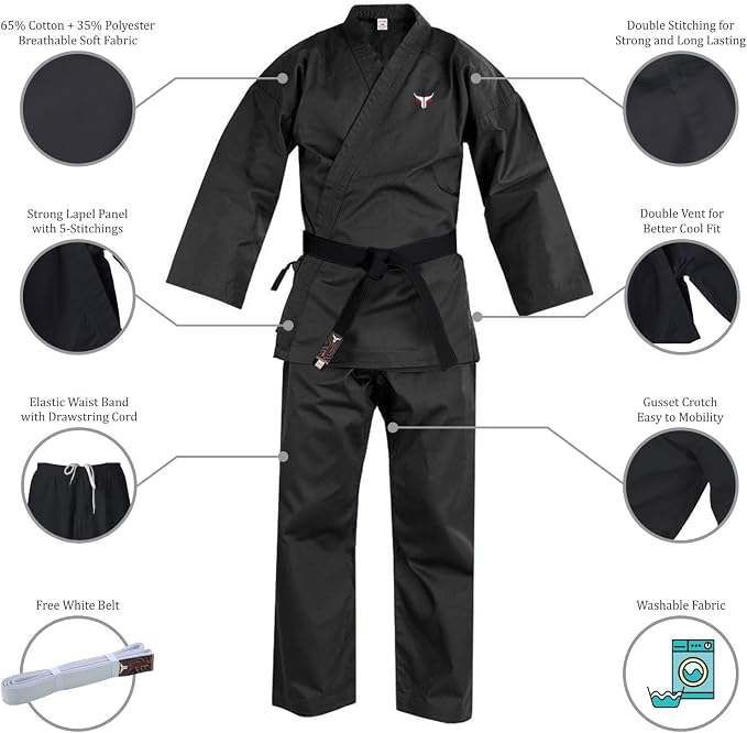 Mytra Fusion Karate Gi Uniform Adult – 200 g Karate Suit for Men & Women, Martial Arts Training Gi