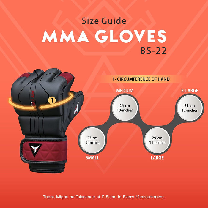 Mytra Fusion MMA Gloves with Open Ventilated Palm Sparring Kickboxing Grappling Training Cage Fighting Mixed Martial Arts