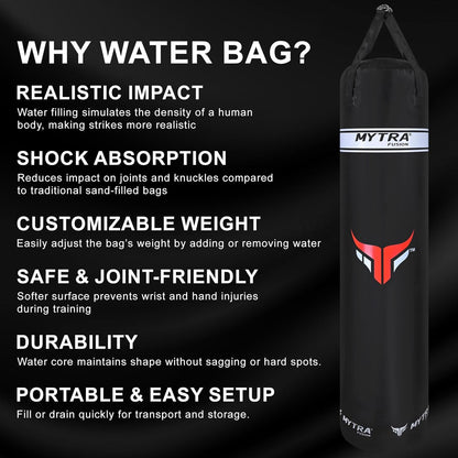 Water Punching Bag for Adults – Black Heavy Duty Hanging Boxing Bag (1.5M / 1.8M) – Durable Water Filled Punch Bag for Training, Stress Relief, Boxing, Kickboxing, MMA & Muay Thai