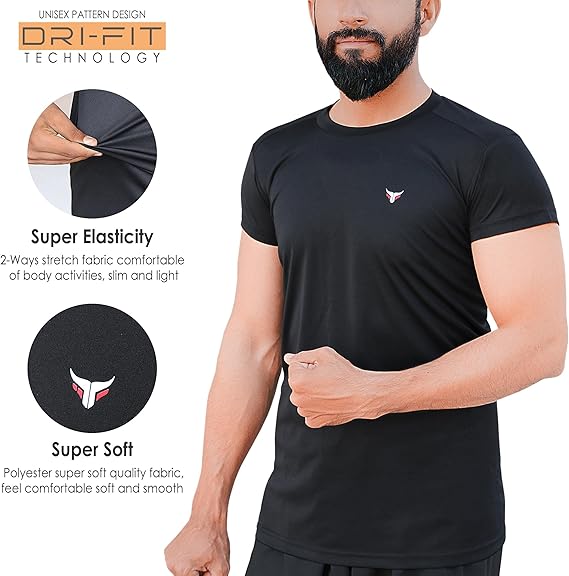 T-shirt de sport noir léger et respirant