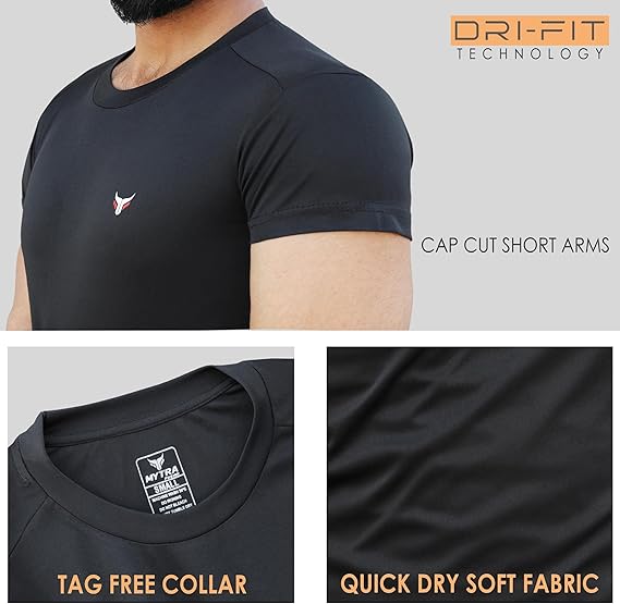 T-shirt de sport noir léger et respirant