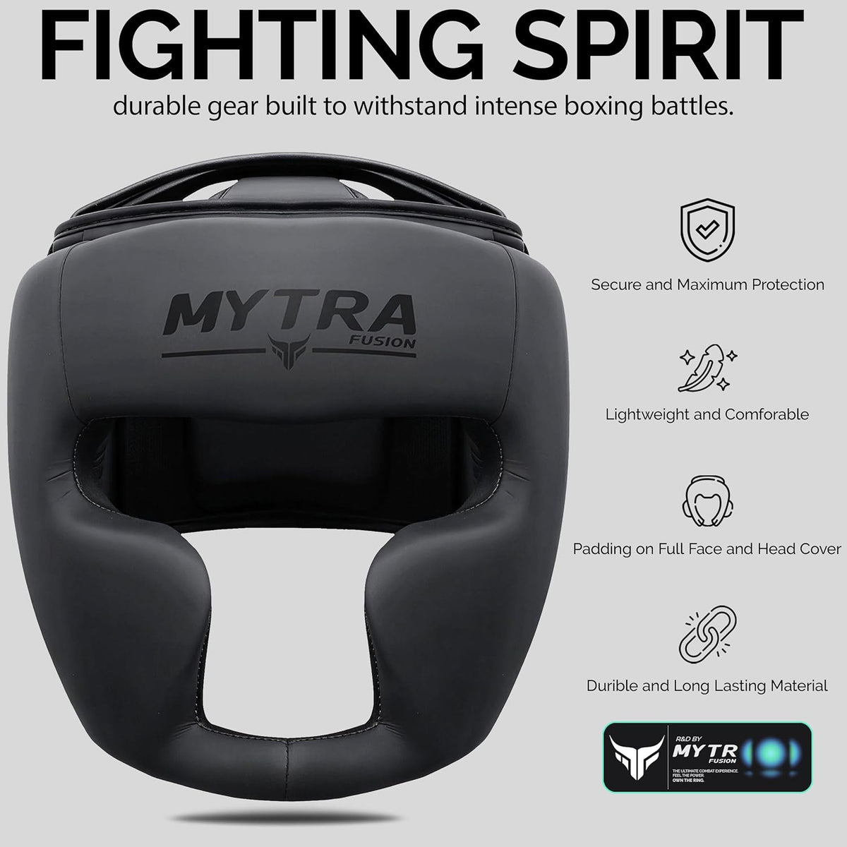 Mytra Fusion Boxing Headguard for Men & Women – Full Face Sparring Head Protection for MMA, Muay Thai & Kickboxing