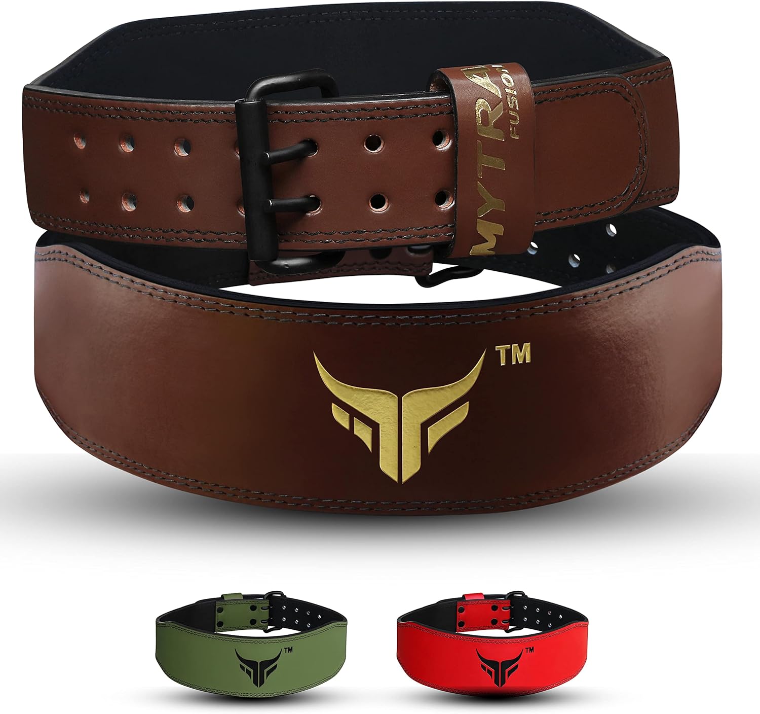 Mytra Fusion 4 inch Leather Weightlifting Belt Back Support Fitness Tr