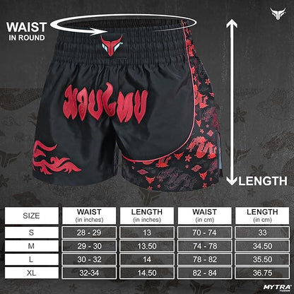 Mytra Fusion Kickboxing Shorts Men Slim fit Short Length Muay Thai Shorts Cage Fighting Shorts for MMA Training Grappling and Martial Arts