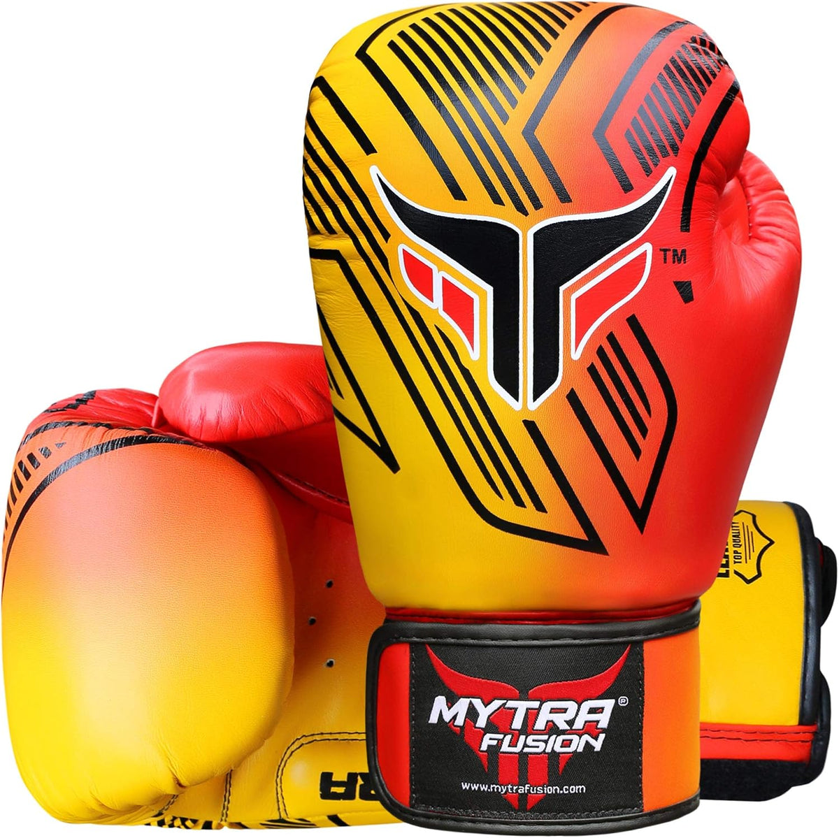 Mytra Fusion Boxing Gloves - Leather Training Gloves Ideal for Punching, Kickboxing, Fitness, Sparring, MMA, Muay Thai, Workout and Fighting