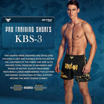Mytra Fusion Kickboxing Shorts Men Slim fit Short Length Muay Thai Shorts Cage Fighting Shorts for MMA Training Grappling and Martial Arts