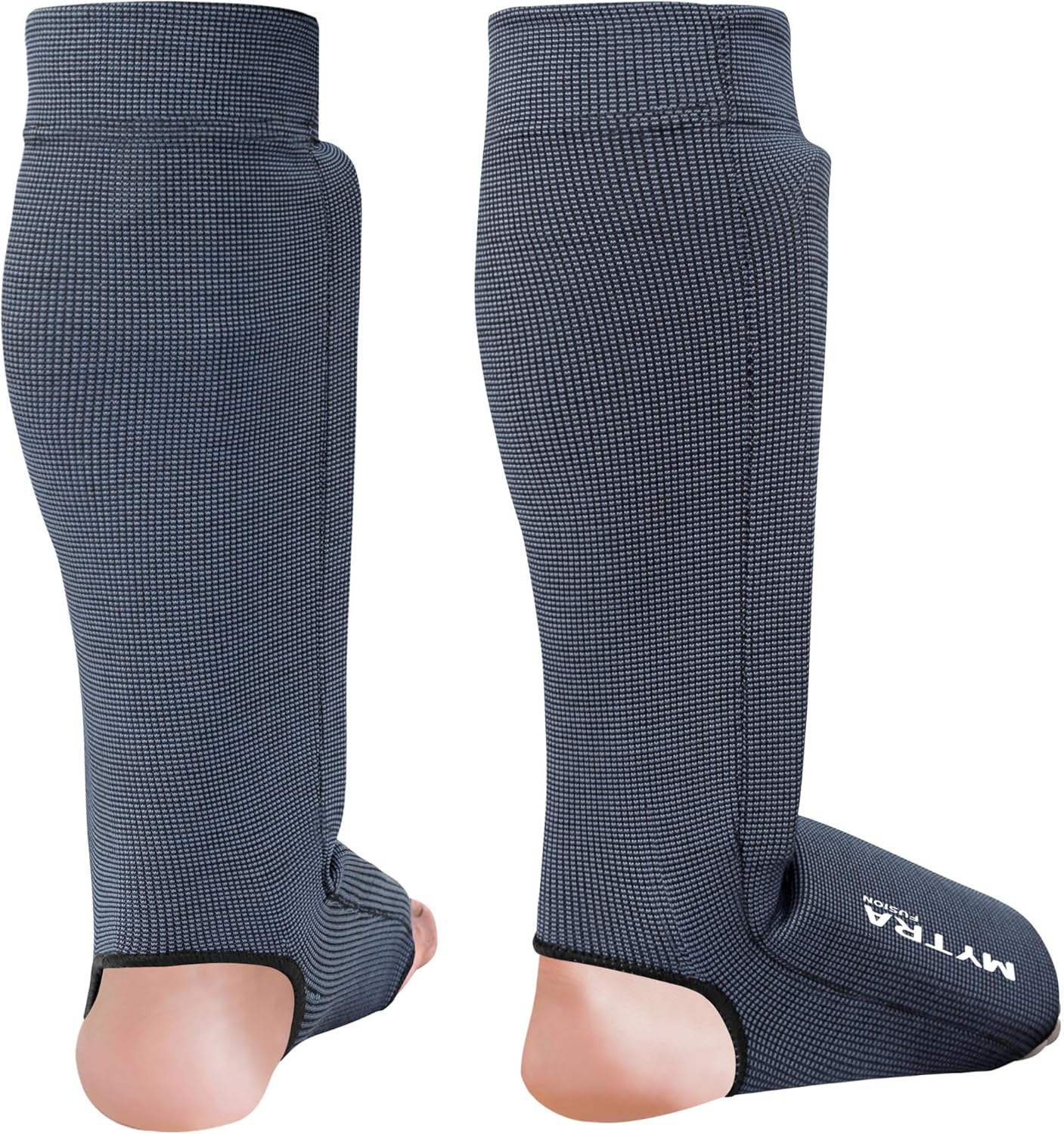 Mytra Fusion Kickboxing Shin Guards Lightweight Shin Instep Guard Stretchable Polyester Fabric Padded Training Shin Guards Muay Thai, MMA, Martial Arts Shin Guards for Men & Women