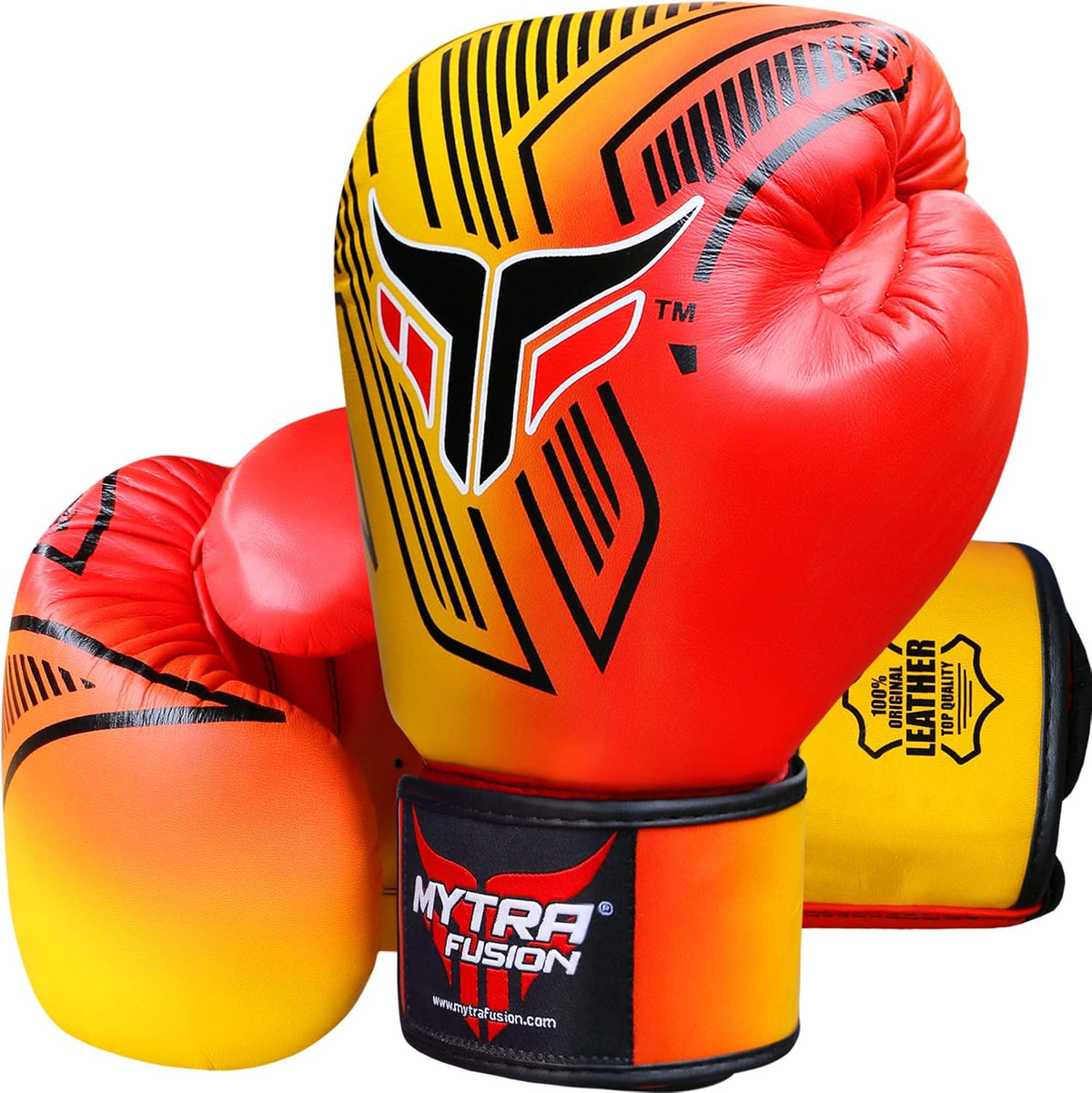 Mytra Fusion Boxing Gloves - Leather Training Gloves Ideal for Punching, Kickboxing, Fitness, Sparring, MMA, Muay Thai, Workout and Fighting
