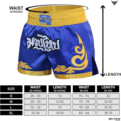 Muay Thai Shorts for Men and Women - Slim Fit, Short Length - Kickboxing Shorts, Cage Fighting, for MMA Training, Grappling and Martial Arts