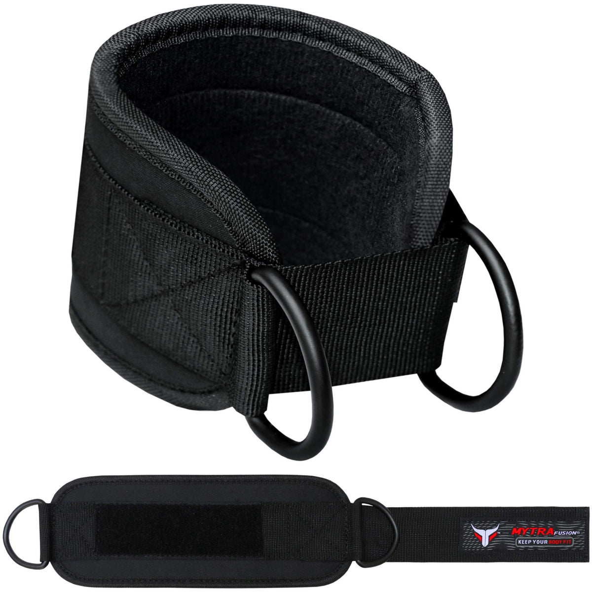 Sangle de cheville Double D – Manchette rembourrée et ajustable pour exercices fessiers, jambes et machines à câbles