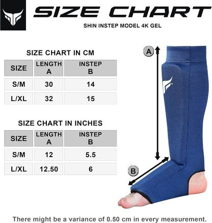 Mytra Fusion Kickboxing Shin Guards Lightweight Shin Instep Guard Stretchable Polyester Fabric Padded Training Shin Guards Muay Thai, MMA, Martial Arts Shin Guards for Men & Women
