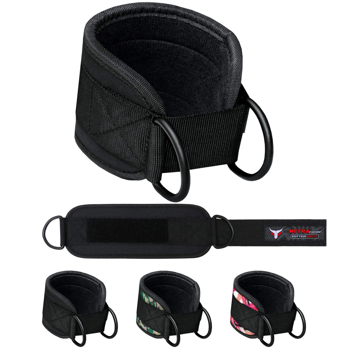 Sangle de cheville Double D – Manchette rembourrée et ajustable pour exercices fessiers, jambes et machines à câbles