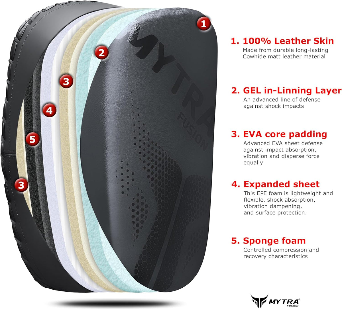 Mytra Fusion MP-A4 Thai Pad - Leather Curved Training Pad x 1