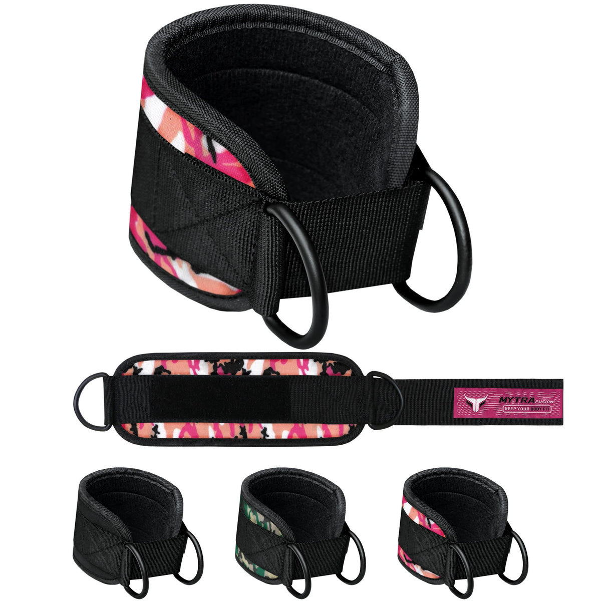 Sangle de cheville Double D – Manchette rembourrée et ajustable pour exercices fessiers, jambes et machines à câbles