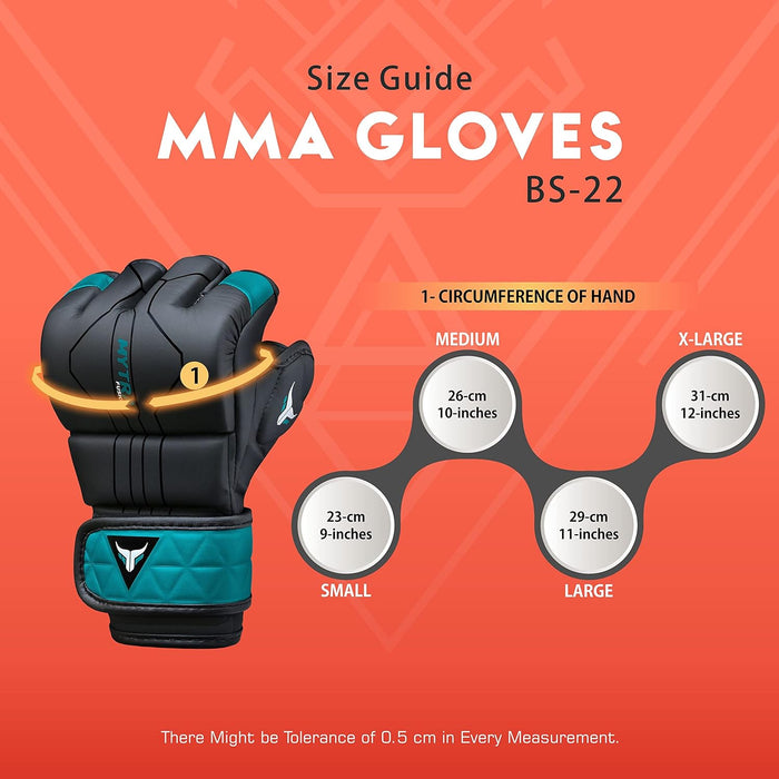 Mytra Fusion MMA Gloves with Open Ventilated Palm Sparring Kickboxing Grappling Training Cage Fighting Mixed Martial Arts