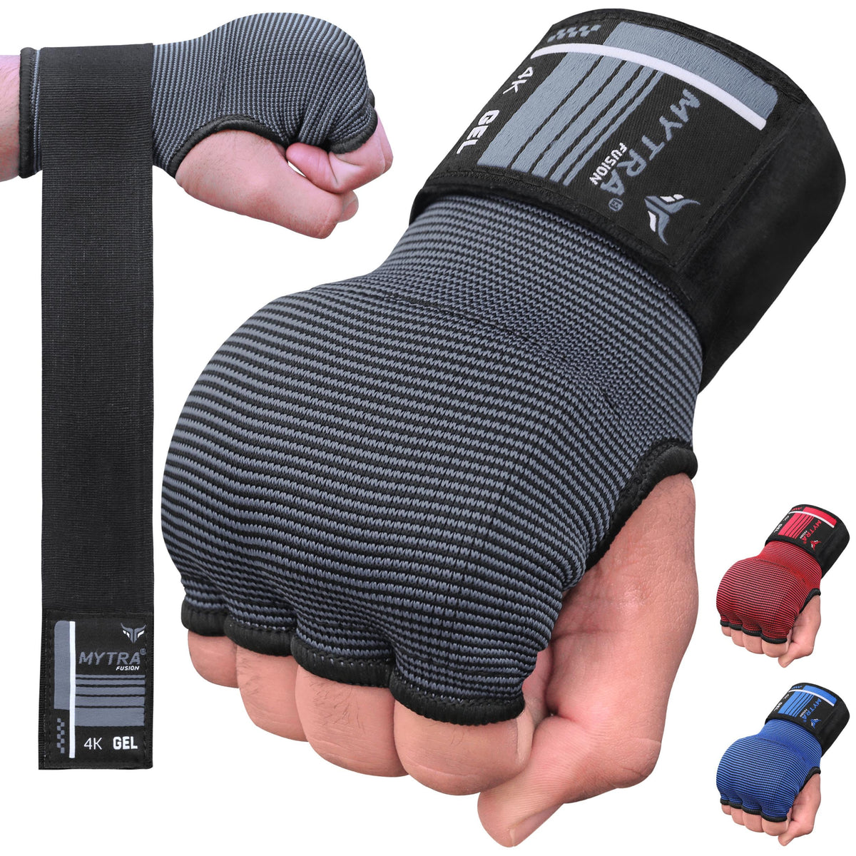 Sous-gants de boxe 4K - Rembourrés de gel avec longue dragonne