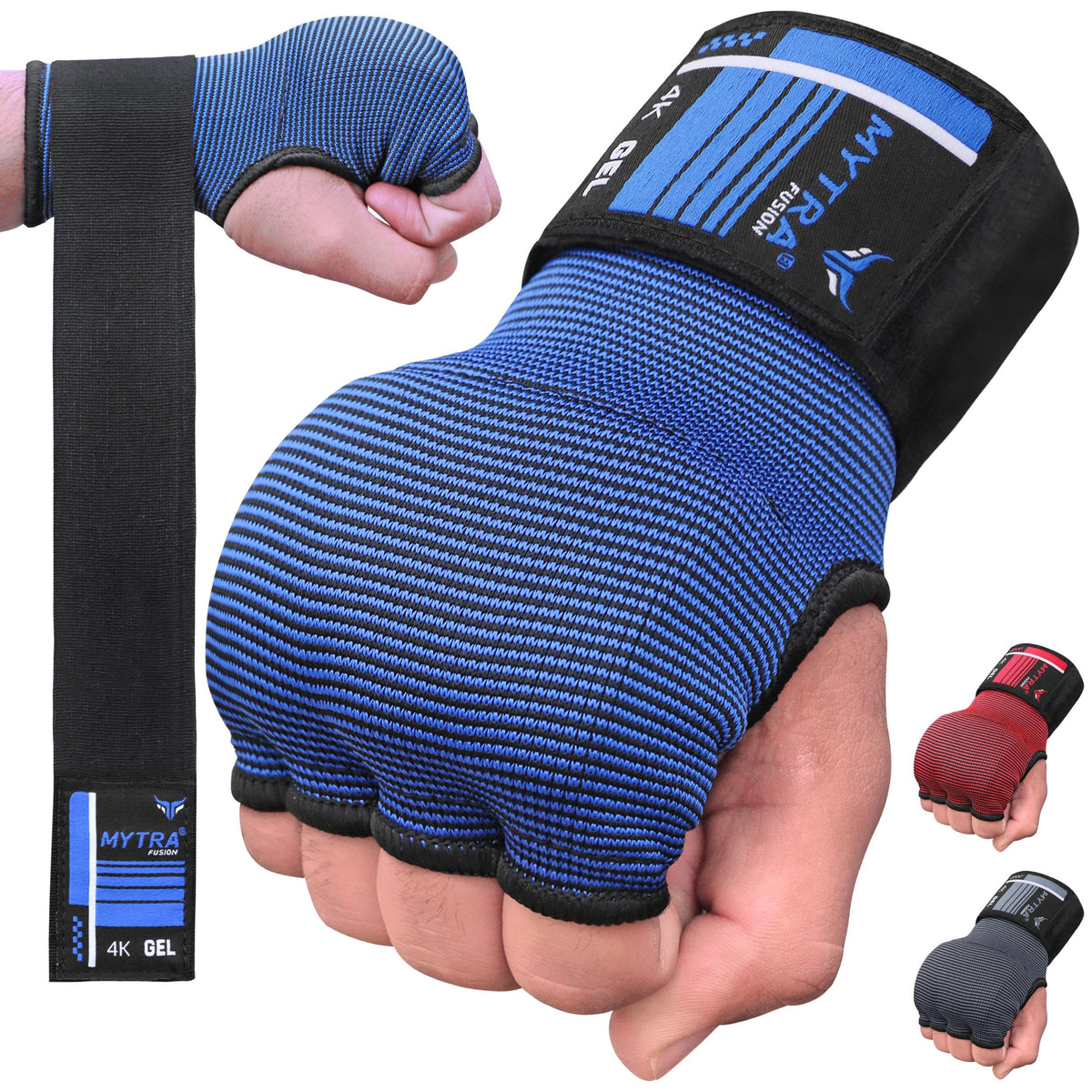 Sous-gants de boxe 4K - Rembourrés de gel avec longue dragonne