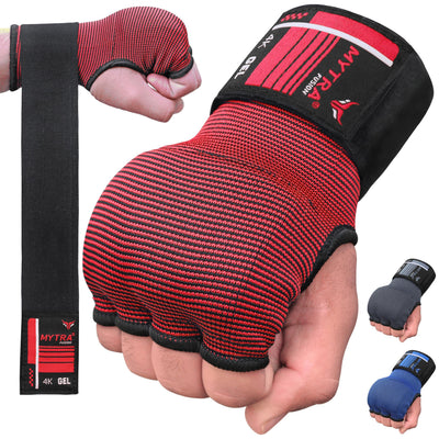 Sous-gants de boxe 4K - Rembourrés de gel avec longue dragonne