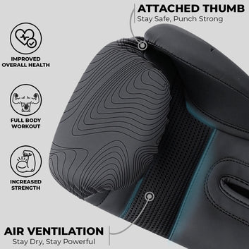 Boxing Gloves 10, 12, 14, 16-oz — Ventilated Mesh Palm Punching Gloves for Men & Women