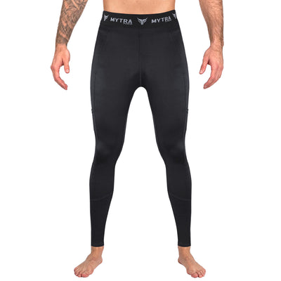 Leggings de course à compression pour homme avec deux poches latérales - Pantalon de base pour la gym, l'entraînement, le fitness et l'entraînement