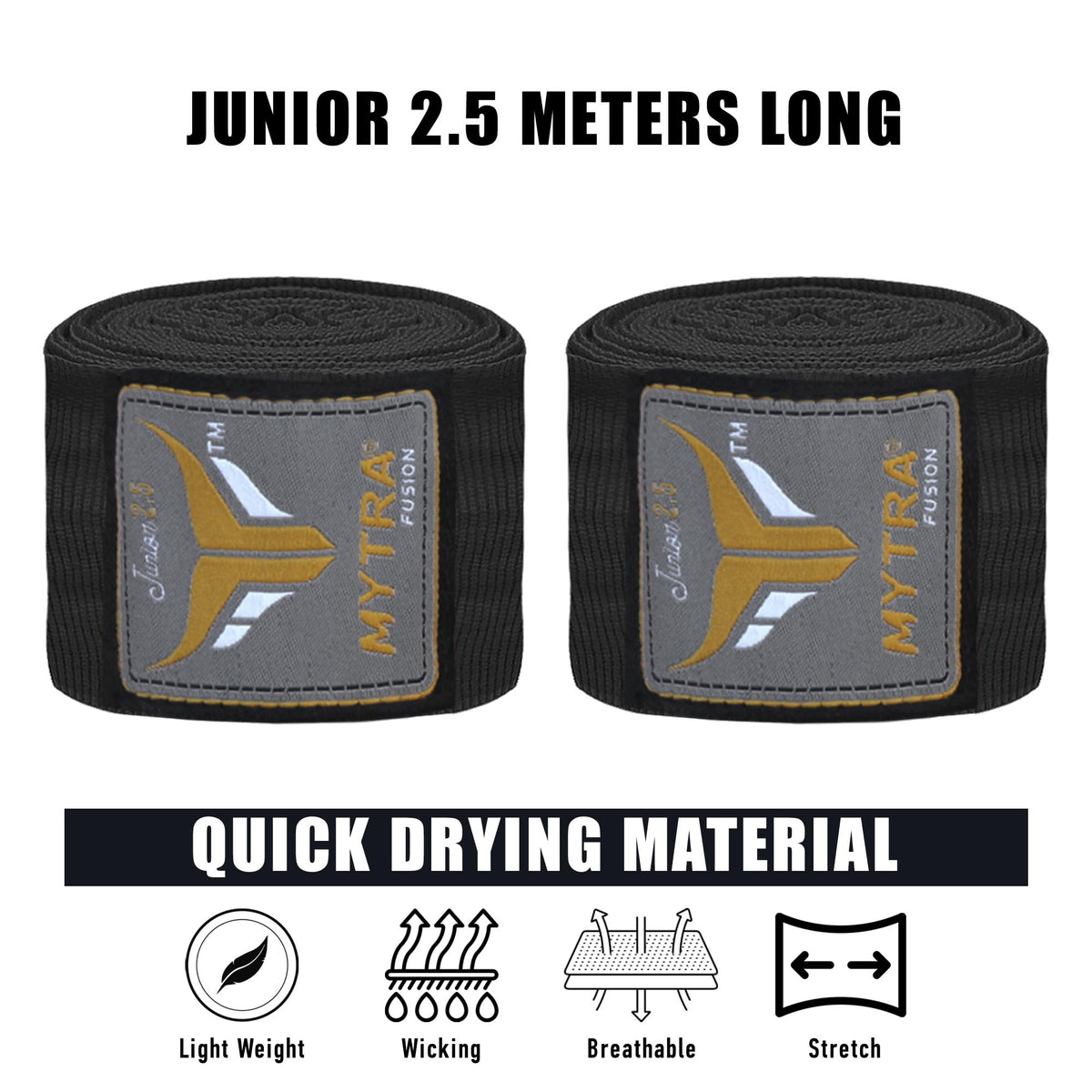 Mytra Fusion Kids Hand Wraps – 2.5-Meter Boxing and Training Wraps