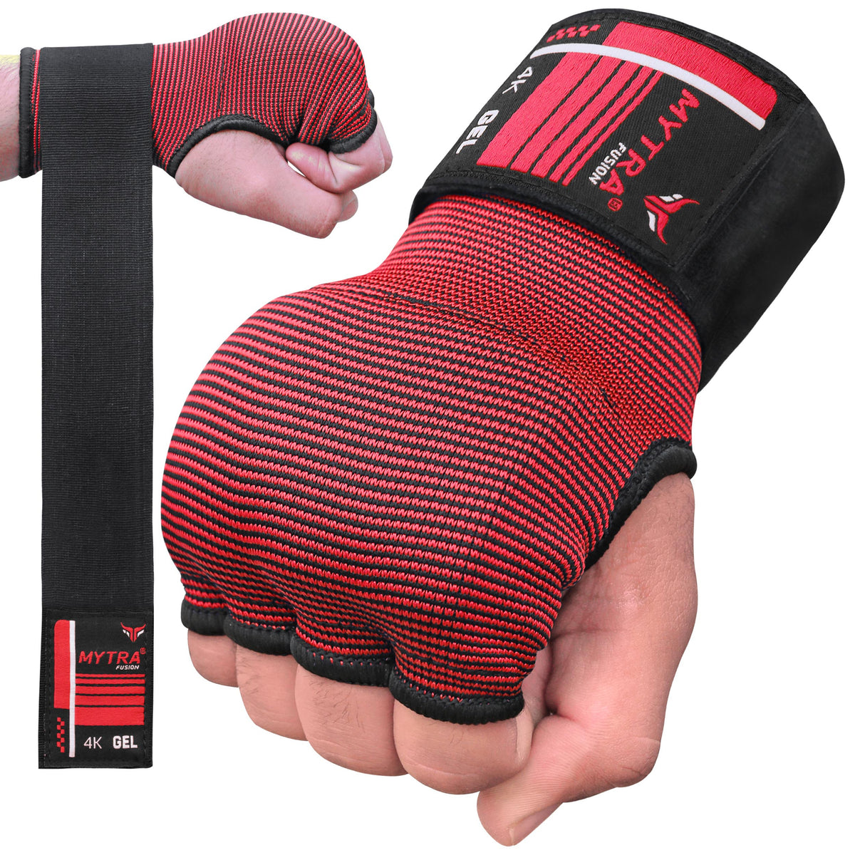 Sous-gants de boxe 4K - Rembourrés de gel avec longue dragonne