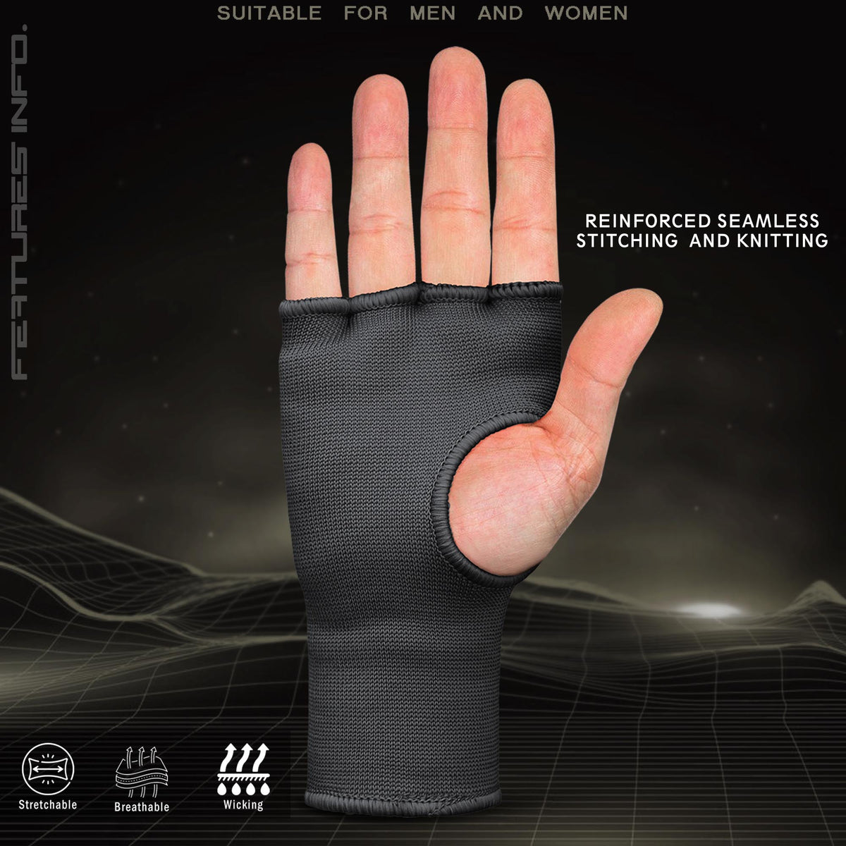 Sous-gants de boxe - Rembourrés en gel sans dragonne