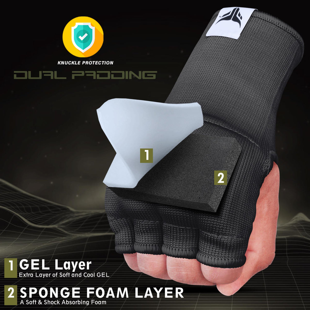 Sous-gants de boxe - Rembourrés en gel sans dragonne