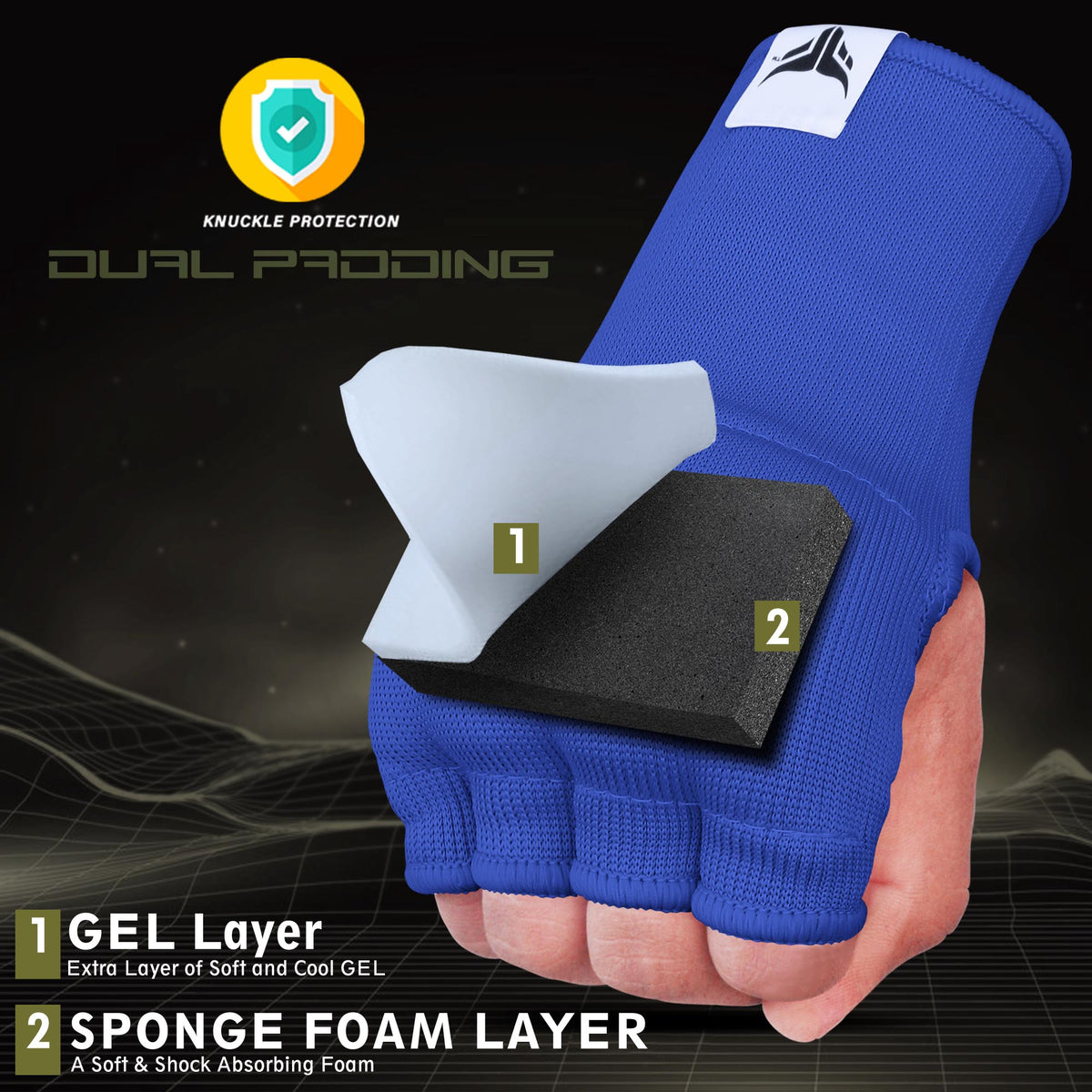 Sous-gants de boxe - Rembourrés en gel sans dragonne
