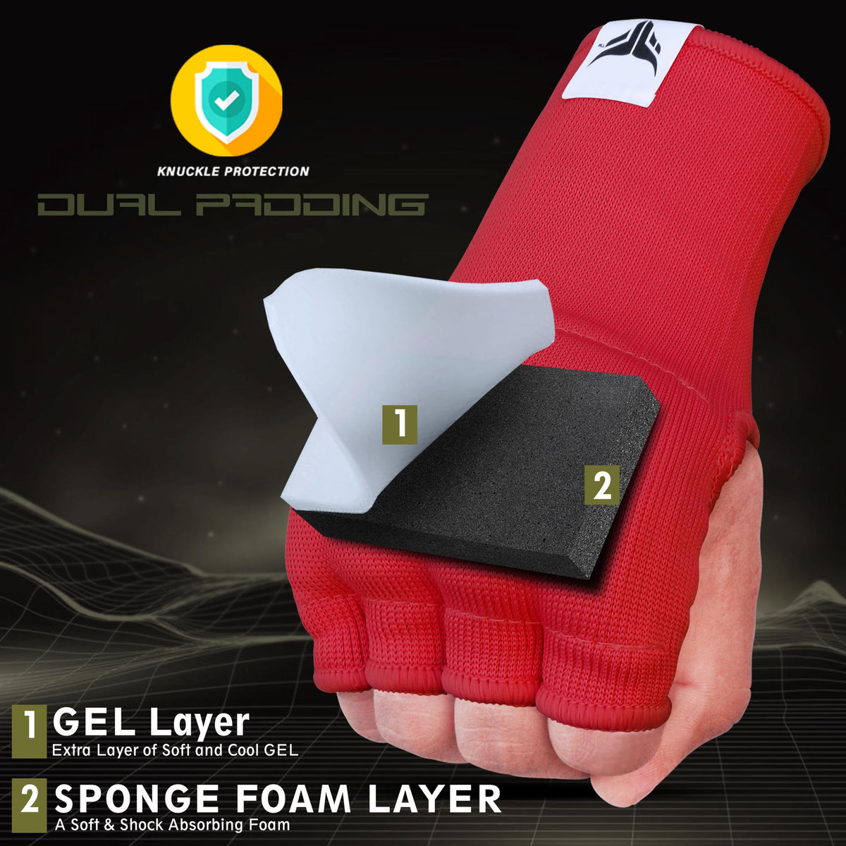 Sous-gants de boxe - Rembourrés en gel sans dragonne