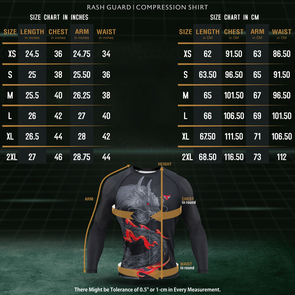 MMA Rash Guard Dragon - Haut d'entraînement de compression pour homme